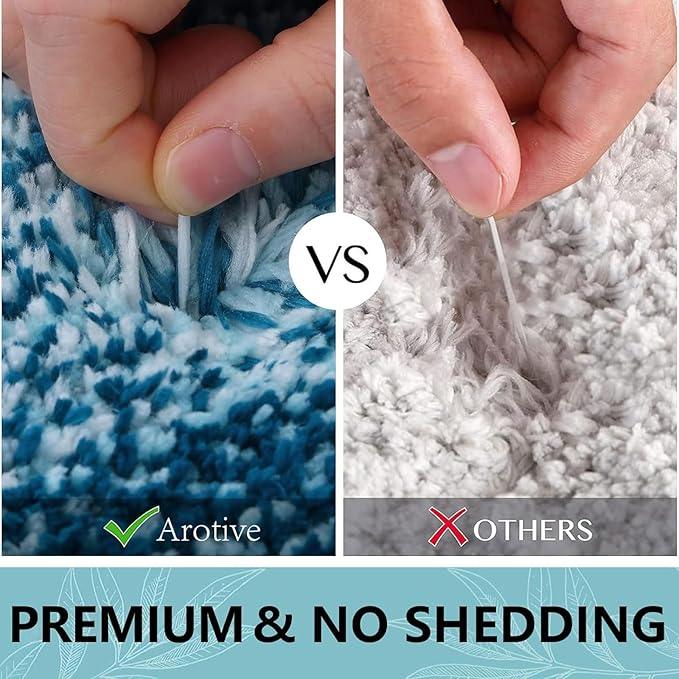 Arotive Microfiber Bathroom Rugs, Shaggy Soft and Absorbent Bath Rug, Non-Slip, Thick Plush Machine Washable Dry Bath Mats for Bathroom, Tub and Shower, 59x20, Peacock Blue, Rectangular - ModernBath