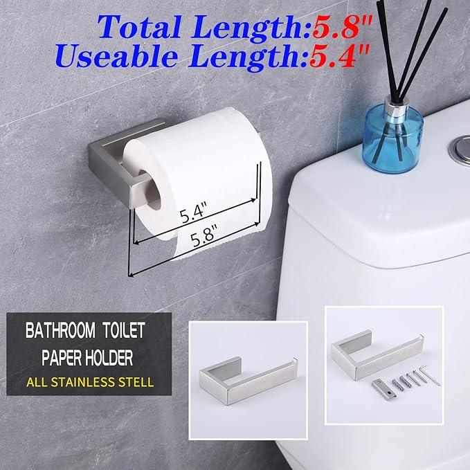 GERZWY Contemporary Stainless Steel Wall Mounted 2-Piece Bathroom Hardware Set - Towel Rings Toilet Paper Holder, Brushed Finish HG1708-2LS - ModernBath