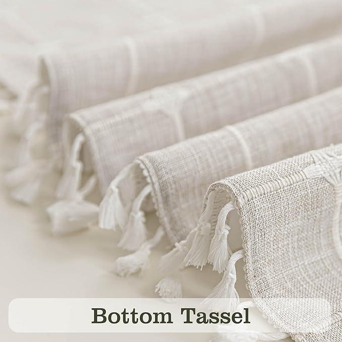 River Dream Farmhouse Linen Shower Curtain with Snap-in Liner, No Hooks Shower Curtain Set, with Tassels for Bathroom Decor,Shower Curtain and Liner, 54x80 Inch - ModernBath