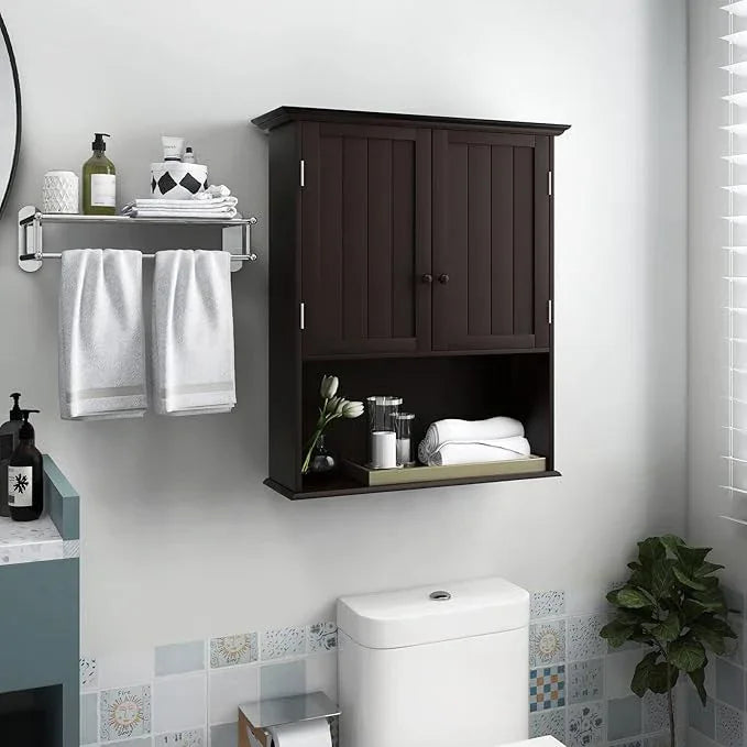 Giantex Medicine Cabinets, Wall Mounted Bathroom Cabinet with Adjustable Shelf, 2-Door, Bathroom Storage Cabinet Over The Toilet, Living Room, Kitchen, Laundry Room, Cupboard (Espresso) - ModernBath