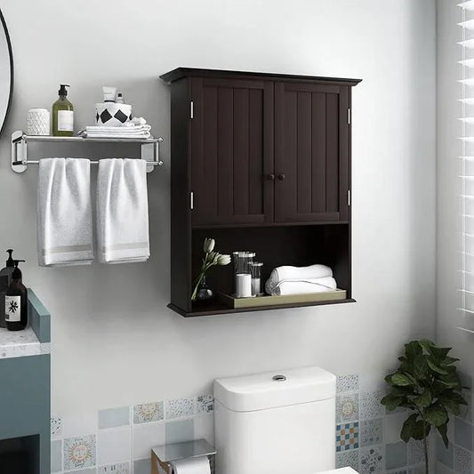 Giantex Medicine Cabinets, Wall Mounted Bathroom Cabinet with Adjustable Shelf, 2-Door, Bathroom Storage Cabinet Over The Toilet, Living Room, Kitchen, Laundry Room, Cupboard (Espresso) - ModernBath