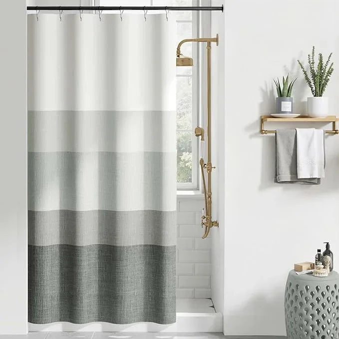 jinchan Small Stall Shower Curtain 36x72 Inches Ombre Cloudy Grey Striped Shower Curtains for Bathroom Gradual Color Waterproof Fabric Minimalist Modern Neutral with 7 Hooks - ModernBath
