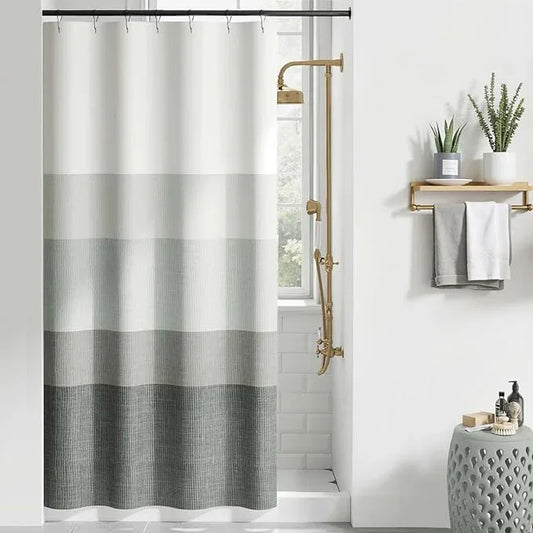 jinchan Small Stall Shower Curtain 36x72 Inches Ombre Cloudy Grey Striped Shower Curtains for Bathroom Gradual Color Waterproof Fabric Minimalist Modern Neutral with 7 Hooks - ModernBath