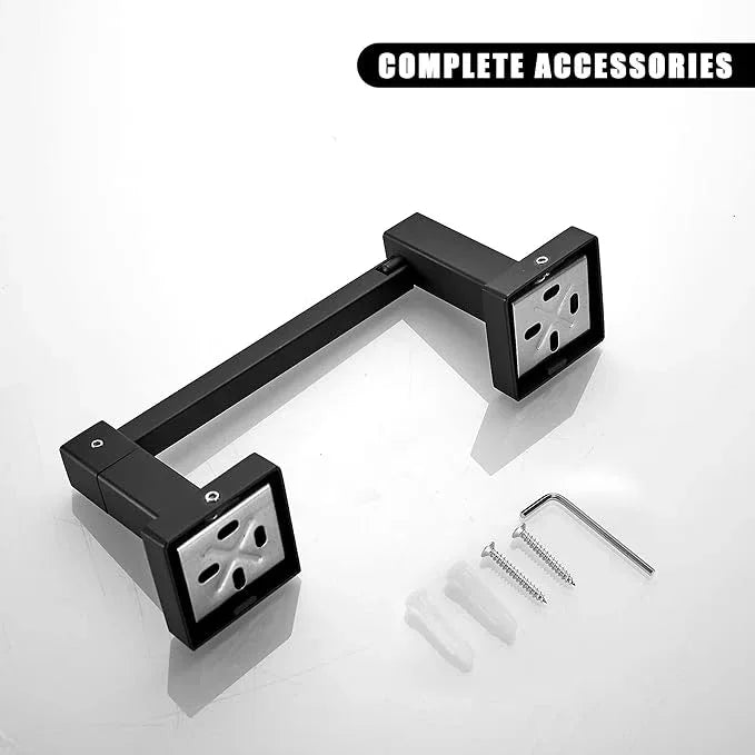 BigBig Home Black Toilet Paper Holder Towel Ring, Matte Black Toilet Roll Holder Hand Towel Holder, Modern Towel Holder for Bathroom Wall Mounted Double Post Toilet Tissue Holder 2 Pieces Set - ModernBath