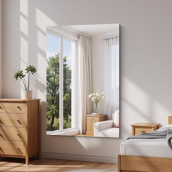 KOCUUY Large Frameless Mirror, 55x36 Inch Rectangle Bathroom Vanity Mirror for Over Sink, Upgraded Shatterproof Unframed Design for Bedroom, Living Room, Entryway - ModernBath