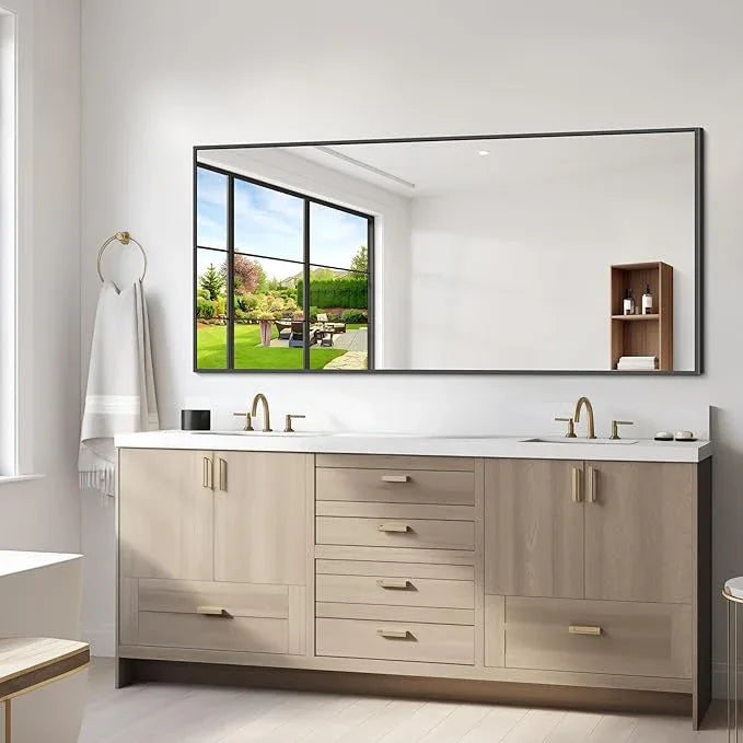 DESBING Black Bathroom Mirror for Wall, 72x36 Inch Rectangle Mirrors with Metal Frame, Modern Vanity Wall Mirror Decor for Entryway Hangs, Bathroom Living Room Horizontal or Vertical - ModernBath