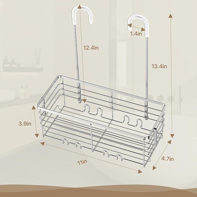 DELLAN Hanging Shower Organizer, Shower Rack with Hooks Over the Door, Bathroom Shower Caddy and Basket - ModernBath
