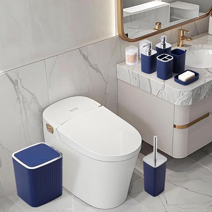 XLHOMO 26PC Bathroom Accessories Set - Gorgeous Blue Bathroom Set, Bathroom Accessory Set, Blue Shower Curtain Set with Bathtub Mats for Shower Tub - ModernBath