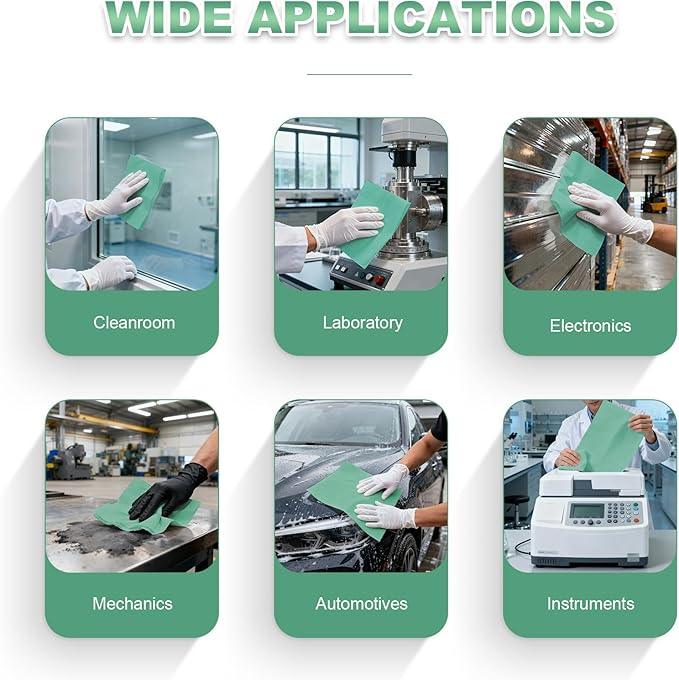 Synvicovan Cleanroom Wipes Heavy Duty Cloths, Lint-Free and Extra Absorbent Towels Jumbo Roll, Green (12"x10", 500 PCS) - ModernBath