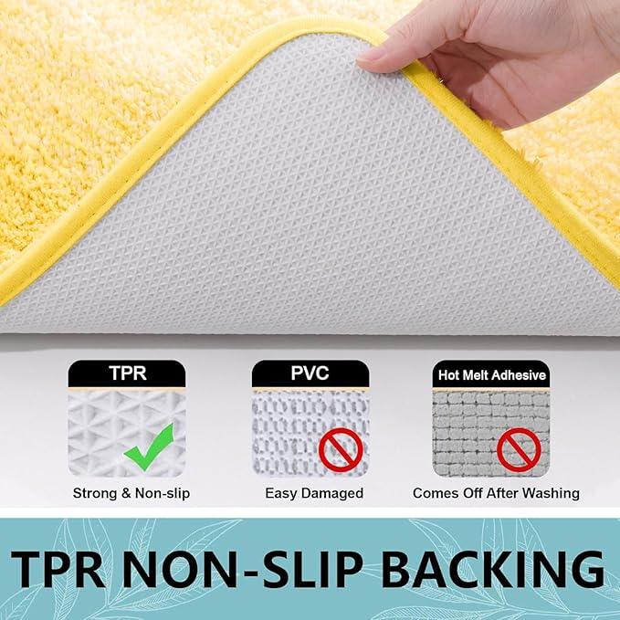Arotive Microfiber Bathroom Rugs, Shaggy Soft and Absorbent Bath Rug, Non-Slip, Thick Plush Machine Washable Dry Bath Mats for Bathroom, Tub and Shower, 24x16, Yellow, Rectangular - ModernBath