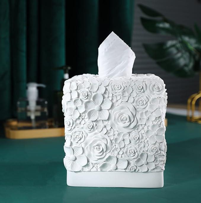 Hymmah Modern Square Tissue Box Cover Holder,Bathroom Accessories Decor Unique Design Tissue Box Cover for Bathroom Vanity Counter Tops Also Great for Bedrooms and Living Rooms - ModernBath