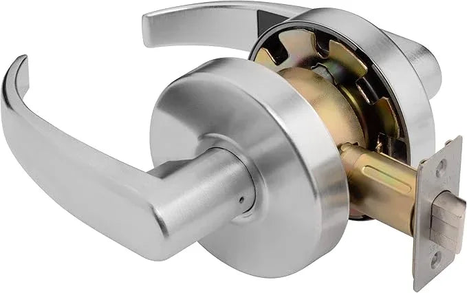 Dynasty Hardware Spartan Design Passage Door Lever Lockset, ADA Compliant, Grade 2 Heavy Duty Non-Locking Handle for Hallway or Closet Use, Satin Chrome Finish, Model SPA-30-26D - ModernBath