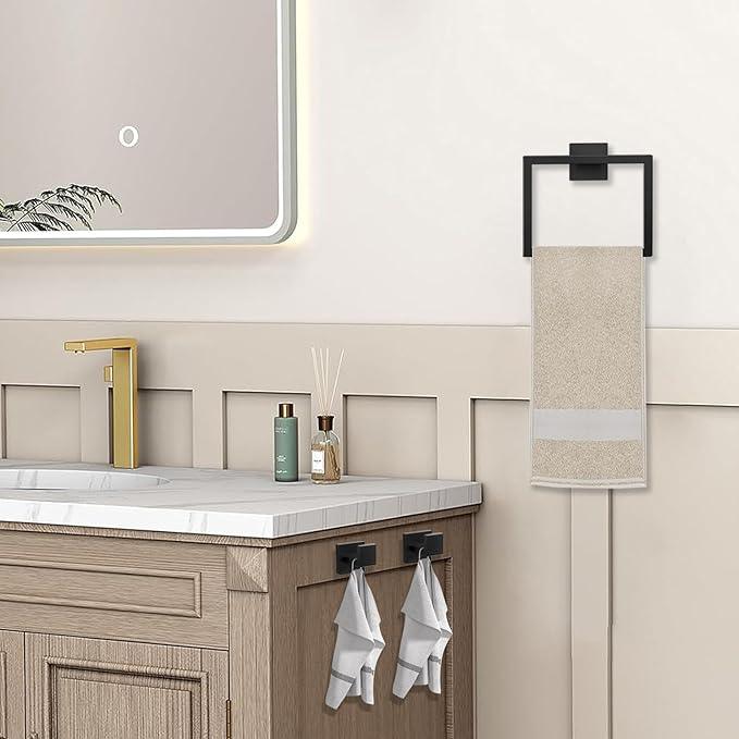 JOPOFI 5 Piece Bathroom Towel Bar Set - SUS304 Stainless Steel Bath Towel Holder, 15.7 Inch Towel Racks for Bathroom Wall Mounted, Bathroom Hardware Accessories Set - Matte Black - ModernBath