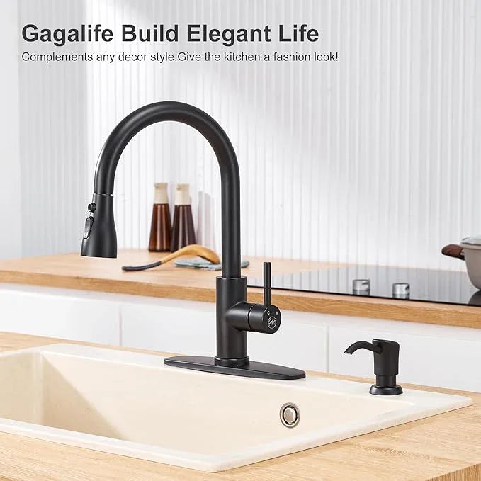 GAGALIFE Built in Counter Soap Dispenser for Kitchen Sink and Extension Tube Kit, Anti-Leakage Upgrade with 40" Tube No More Top Refill (Matte Black) - ModernBath