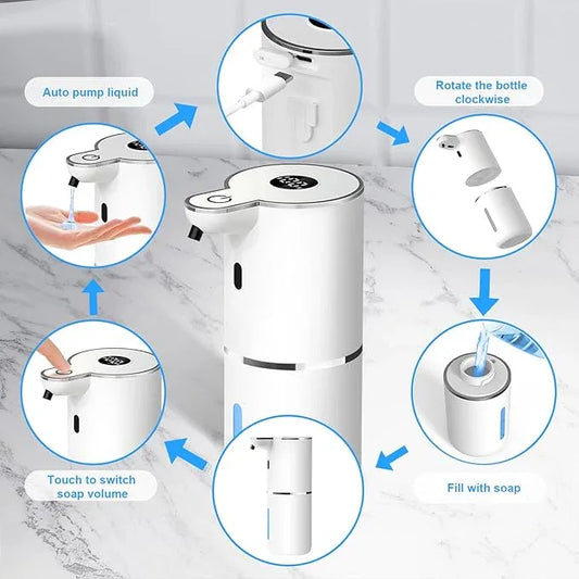Automatic Liquid Soap Dispenser,6 Level Adjustable Liquid, Wall Mount Soap Dispenser,USB Rechargeable with LED Display,12.8oz/ 380ml Touchless Hand & Dish Dispenser for Bathroom, Kitchen - ModernBath