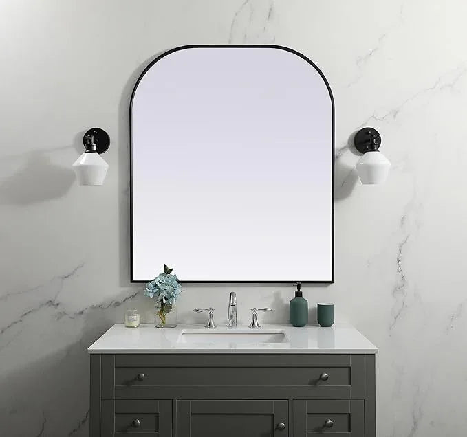 Illuminate, Metal Frame Arch Mirror 36X42 Inch in, Modern, Black - ModernBath