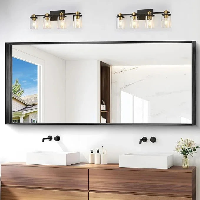 NIMURY Black Bathroom Mirror, 72x30 Inch Rectangular Deep Frame Mirror, Large Wall Mounted Bathroom Vanity Mirror Over Sink for Bedroom,Restroom, Living Room, Hangs Vertically or Horizontally - ModernBath