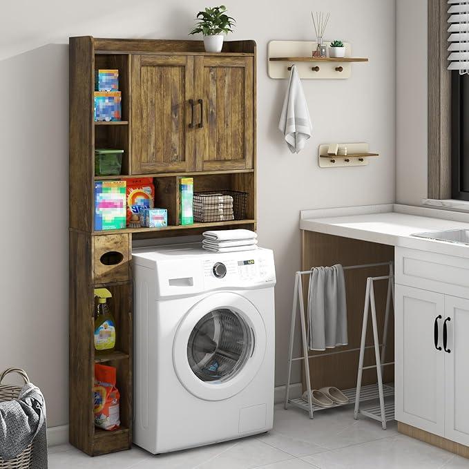 Vabches Over The Toilet Storage Cabinet, Farmhouse Storage Cabinet Over Toilet with Barn Door，Home Space-Saving Toilet Rack for Bathroom, Restroom and Laundry - ModernBath