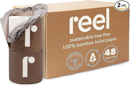 Bulk Reel Premium Toilet Paper - 2 Pack - 48 Rolls of Toilet Paper - 3-Ply Made From Tree-Free - Zero Plastic Packaging - ModernBath