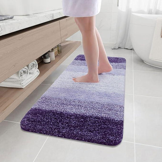 Arotive Microfiber Bathroom Rugs, Shaggy Soft and Absorbent Bath Rug, Non-Slip, Thick Plush Machine Washable Dry Bath Mats for Bathroom, Tub and Shower, 47x17, Dark Purple, Rectangular - ModernBath