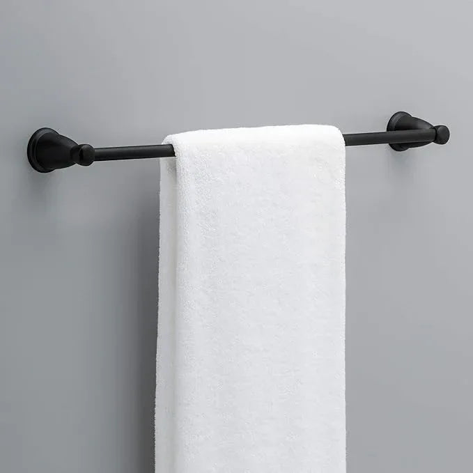 Franklin Brass Kinla 5-Piece Bathroom Set Matte Black 18" and 24" Towel Bar Racks, Toilet Paper Holder, Ring, Hook KIN5PC-MB - ModernBath