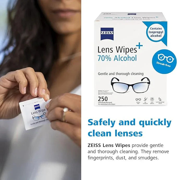 ZEISS Pre-Moistened Lens Cleaning Wipes with 70% Alcohol, 250 Count - ModernBath