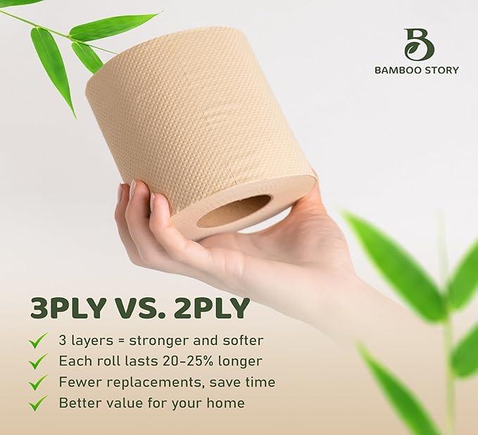 Premium Bamboo Toilet Paper, PFAS Free, Chemical Free Toilet Paper, Unbleached, (24) 3PLY & 300 Sheets, FSC Certified, Organic Brown, Plant-Based, Tree-Free, Plastic Free, BPA Free (24) - ModernBath