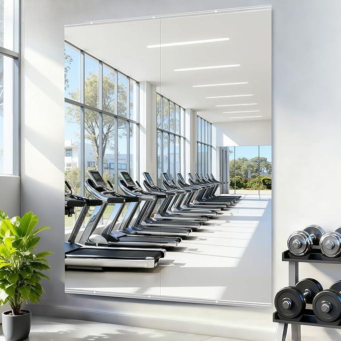 Amorho Gym Wall Mirror, 67''x28''(Each)-2PCS Frameless Full Body Mirror for Gym, Tempered Glass, Used for Home, Yoga Studios, Dance Rooms, Garage Gyms. - ModernBath