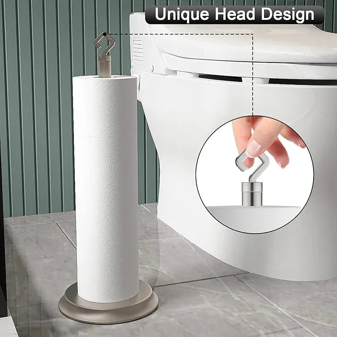 Toilet Paper Holder for Bathroom, Metal Free Standing Toilet Paper Storage with Rustproof, Tissue Paper Roll Stand for Bathroom Accessories (Brushed Nickel) - ModernBath