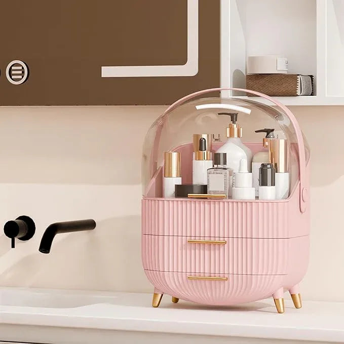 lurcns Makeup Organizer for Vanity Cosmetics Skincare Organizers with Lid and Drawers Display Cases for Countertop (Pink) | for Vanity, Organizers, with Lid, and Drawers, for Countertop - ModernBath