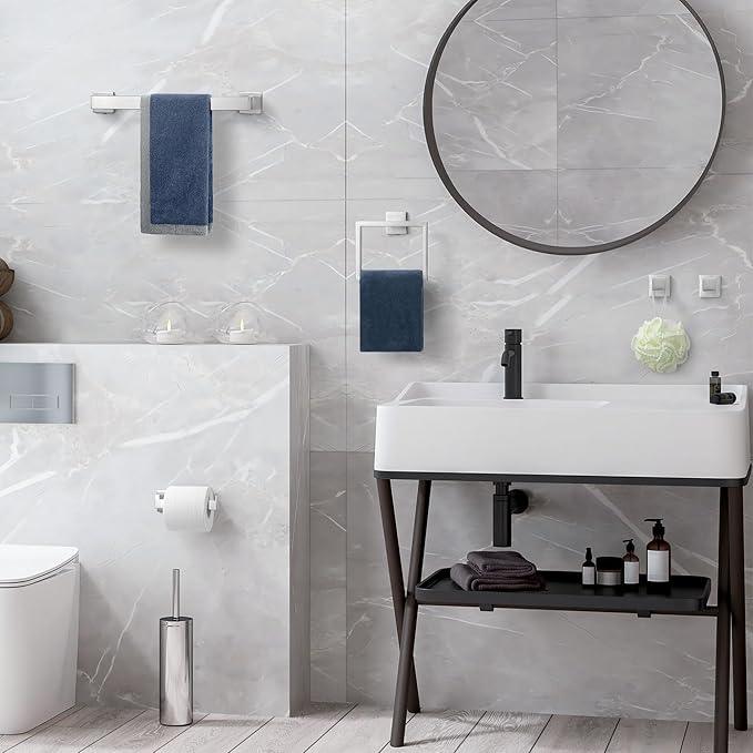Bathroom Hardware Set Brushed Nickel 5-Pieces Bathroom Towel Rack SUS304 Stainless Steel Bath Towel Bar Set, Towel Racks Wall Mounted. - ModernBath