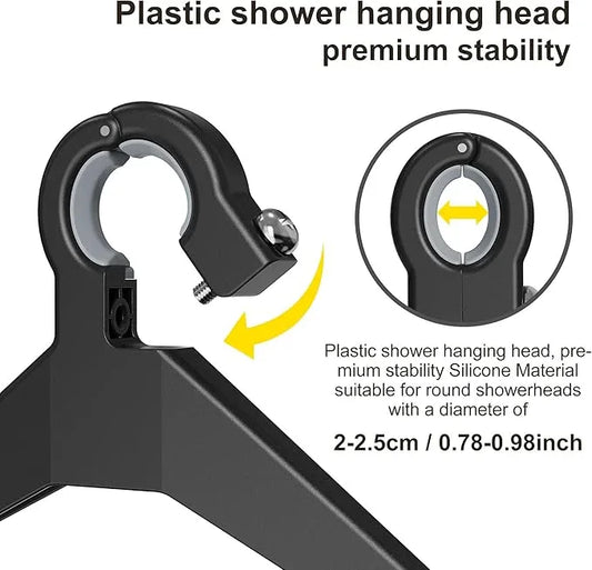 Orimade Adjustable Anti-slip Shower Caddy over Head, Rustproof Bathroom Hanging Shower Organizer with 2 Hooks for Razor, No Drilling Shower Shelves Storage Rack 2 Tier, Black - ModernBath