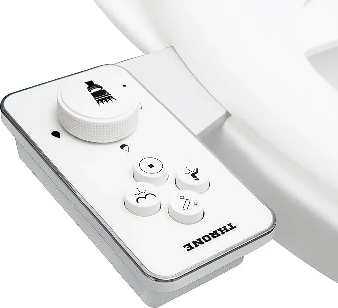 Throne Bidet Attachment for Toilet – USA Patented - Non-Electric Self Cleaning Cold Water Sprayer Double Nozzle (Frontal & Rear Wash) Bidet Toilet Seat Attachment, Easy Install (White) - ModernBath