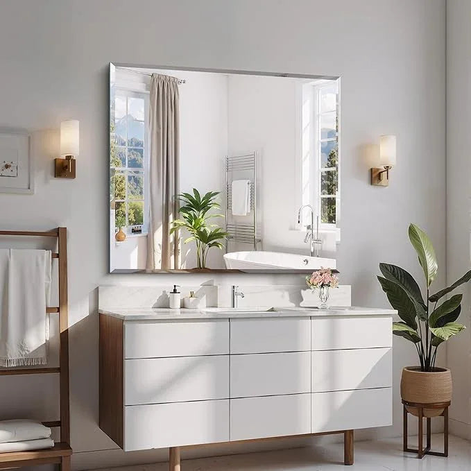 CILIBER Beveled Bathroom Mirror, 36x40 Inch Large Bathroom Mirrors for Over Sink, Upgraded Shatterproof Beveled Frameless Vanity Mirror for Bathroom,Bedroom,Living Room and Entryway - ModernBath