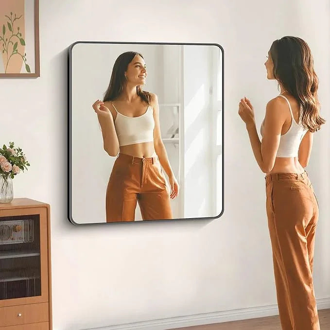 DESBING 40" x 36"Bathroom Mirror, Matte Black Wall Mirror with Metal Frame, Decorative Rectangular Vanity Mirror for Bedroom Bathroom Living Room Entryway (Horizontal/Vertical) - ModernBath