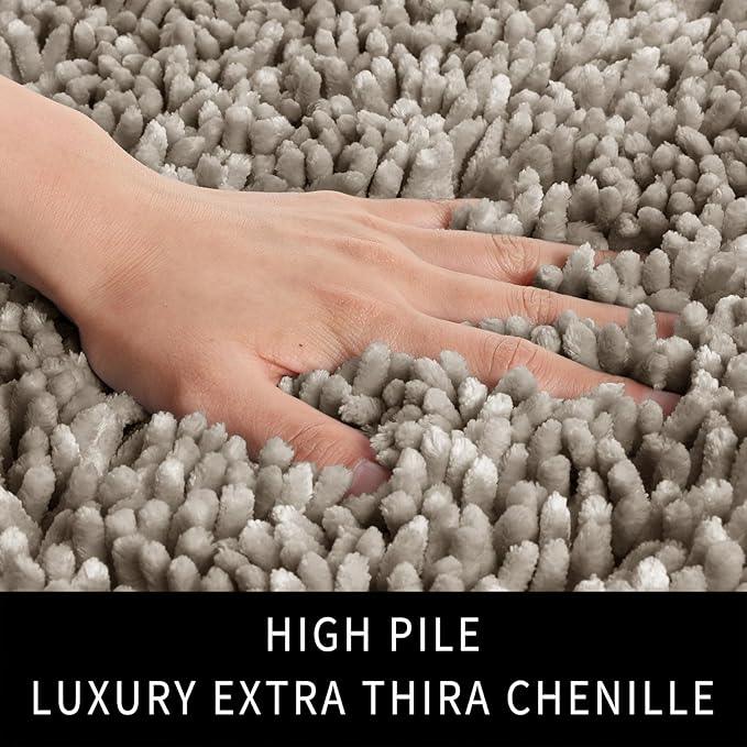 Yimobra Toilet Rugs U Shaped Washable, Extra Thick Soft Absorbent Chenille Contour Bathroom Rugs for Toilet 24x20 Inch, Quick Dry Non Slip Toilet Mat for Bath Floor, Light Brown - ModernBath