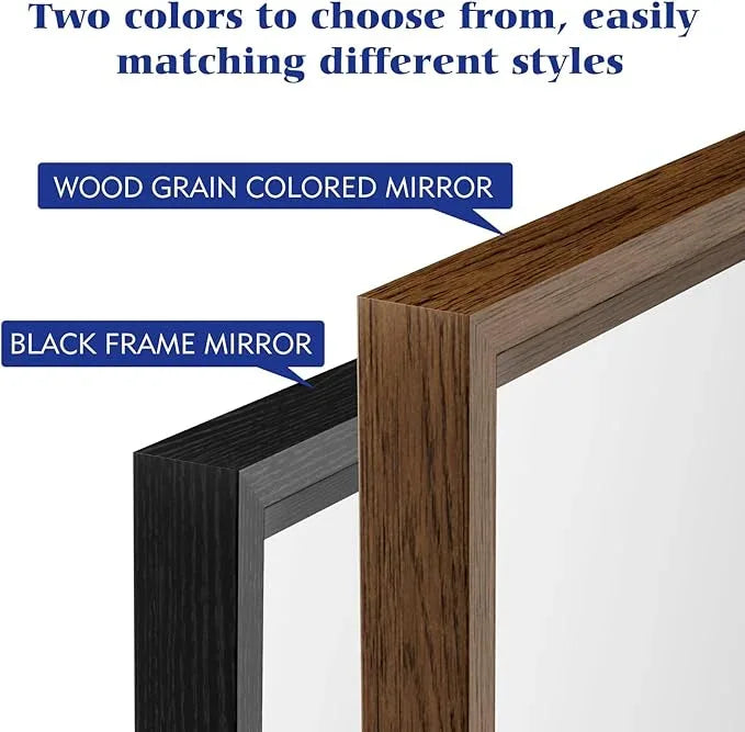 JISOSO 40x36 Inch Rectangle Bathroom Mirror, Walnut Wood Grain Framed, Anti-Rust & 4mm Tempered Glass, Horizontal/Vertical Hanging Vanity Mirror for Bathroom & Bedroom - ModernBath