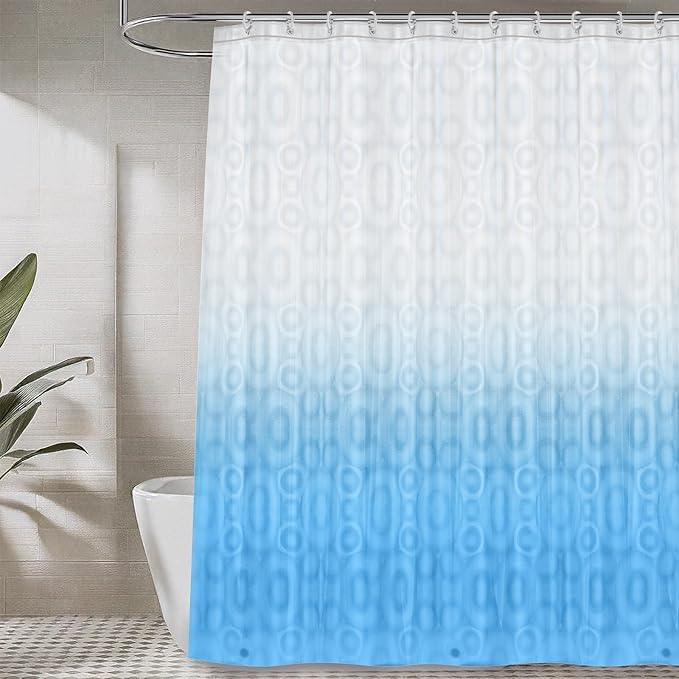 LiBa PEVA Shower Curtain Liner with 12 Plastic Rings - 8G Waterproof Shower Liner for Bathroom, 72x72 Inch Stall Shower Curtain Liner with Magnets, Oceanic Gradient Weighted - ModernBath