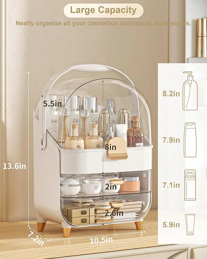 Makeup Organizer Countertop, Skincare Holder Bathroom Counter Organizer, Storage Box Cosmetic Display Cases, Teen Girl Gifts Make up Organizers for Vanity, Dresser (Rose Gold) - ModernBath