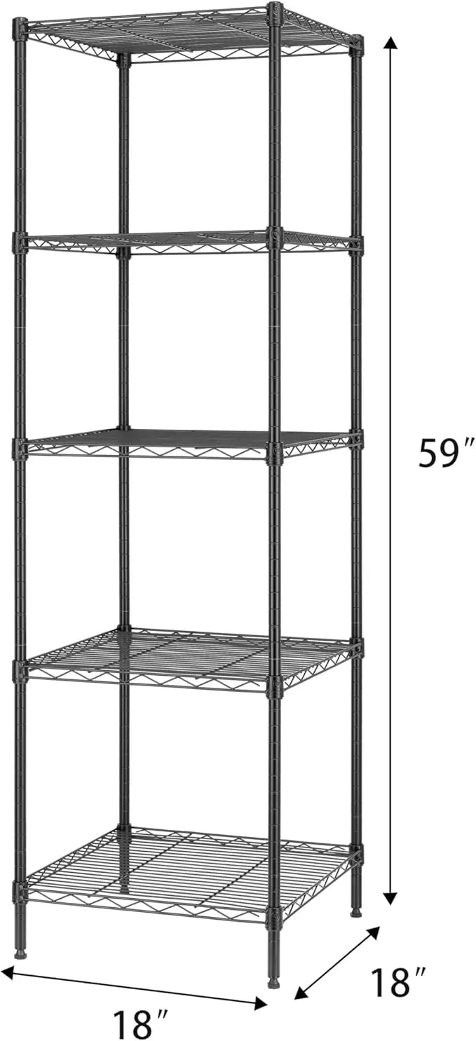 Finnhomy Heavy Duty 5 Tier Wire Shelving Unit, 18x18x59-inches 5 Shelves Storage Rack, Metal Shelving with Thicken Steel Tube, NSF Certified, Black - ModernBath