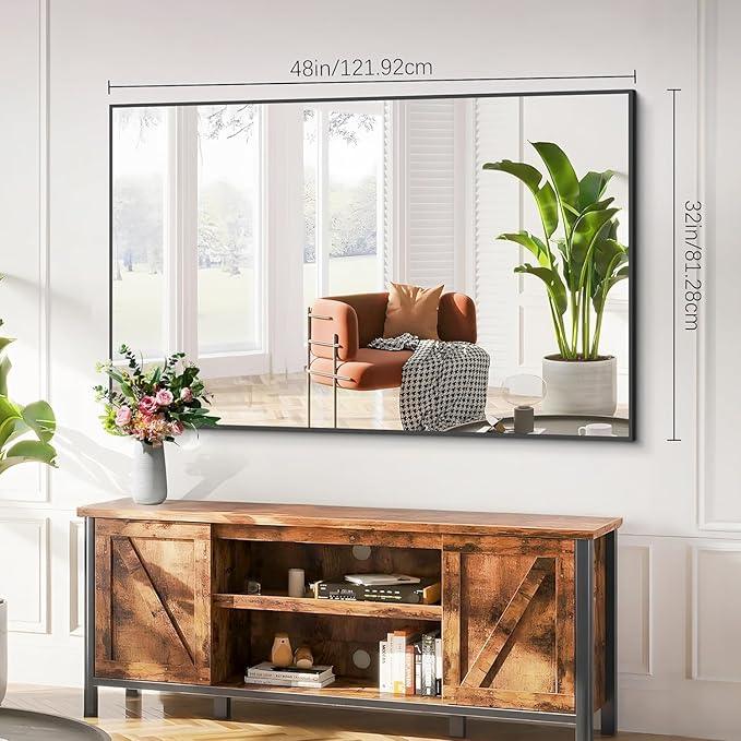COFENY Black Bathroom Mirror for Wall, 30x48 Inch Rectangle Mirrors with Metal Frame, Modern Vanity Wall Mirror Decor for Bathroom Living Room, Entryway Hangs Horizontal or Vertical - ModernBath