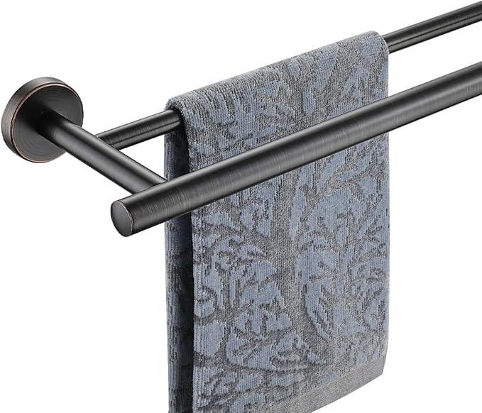 JQK Double Towel Bar Oil Rubbed Bronze, 20.5 Inch 304 Stainless Steel Thicken 0.8mm Towel Rack Bathroom, Towel Holder ORB Wall Mount, Useable Length 18 Inch, TB100L18-ORB - ModernBath