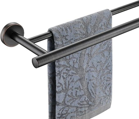JQK Double Bath Towel Bar, Oil Rubbed Bronze 33 Inch 304 Stainless Steel Thicken 0.8mm Towel Rack for Bathroom, Towel Holder Wall Mount, Useable Length 30 Inch, TB100L30-ORB - ModernBath