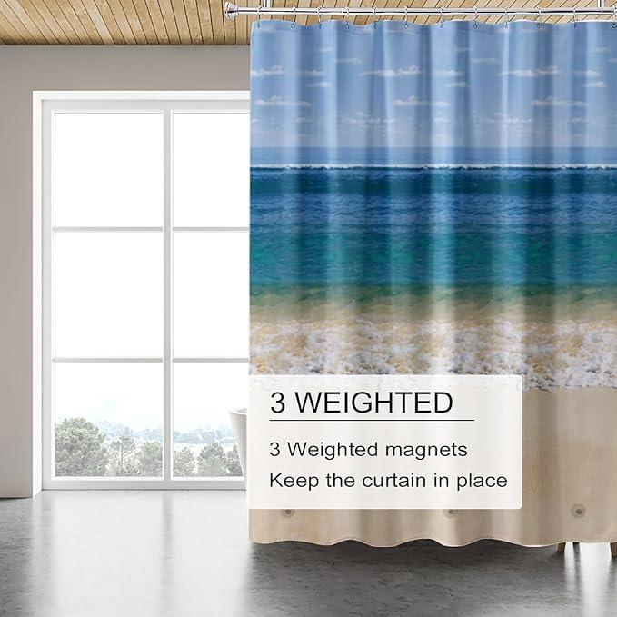 TIKABC Shower Curtain Liner, 4G PEVA Shower Liner, Plastic Waterproof Shower Curtains, 72x72 inch with Grommet Holes 3 Magnetic Weights - ModernBath