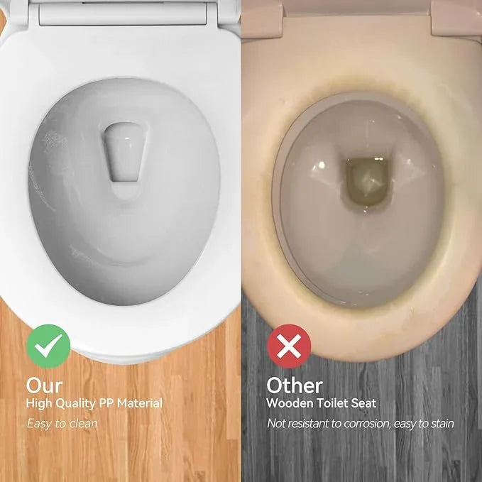 R&T Round Toilet Seat for Standard Toilet Bowl (16.5'') No-Slam Soft-Closing Quick-Release Hinge & Quick-Attach Hardware Never Loosen Plastic White - ModernBath