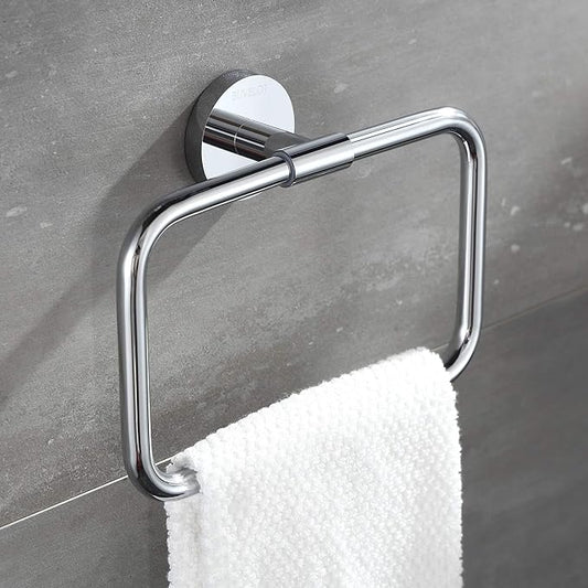 Towel Ring Hand Towel Holder Chrome Towel Racks for Bathroom Wall Mounted Square Towel Ring Holder for Bath Towel Hanger; Brass, 077050-CR Leo Series