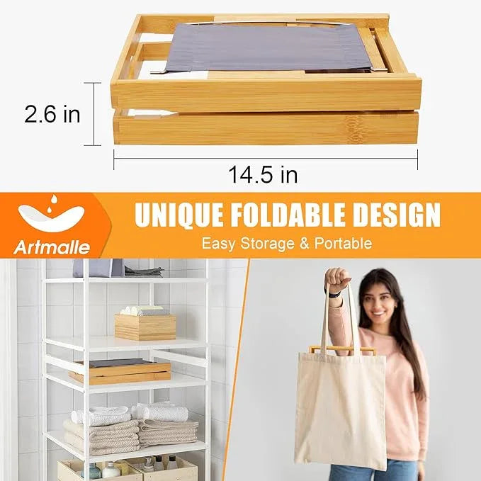 Artmalle Luxury Bathtub Caddy Tray for Tub - Foldable Bamboo Bath Table Tray with Book and Wine Glass Holder, Expandable Bathroom Accessories for Spa or Reading Lite Style - ModernBath
