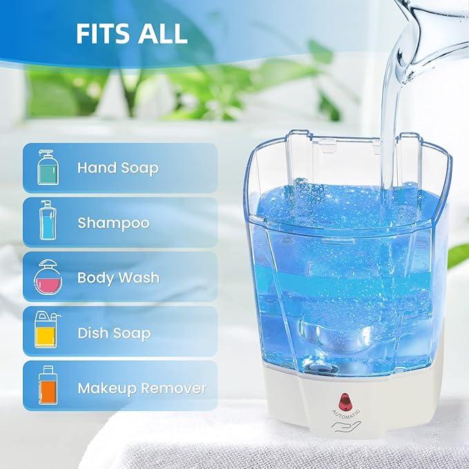 SVAVO Automatic Hand Soap Dispenser, 21 fl.oz/600ml Touchless Soap Dispenser Wall Mounted, Touch-Free Liquid soap Dispenser Sensor Soap Dispenser for Kitchen Hotel Restaurant Bathroom - ModernBath