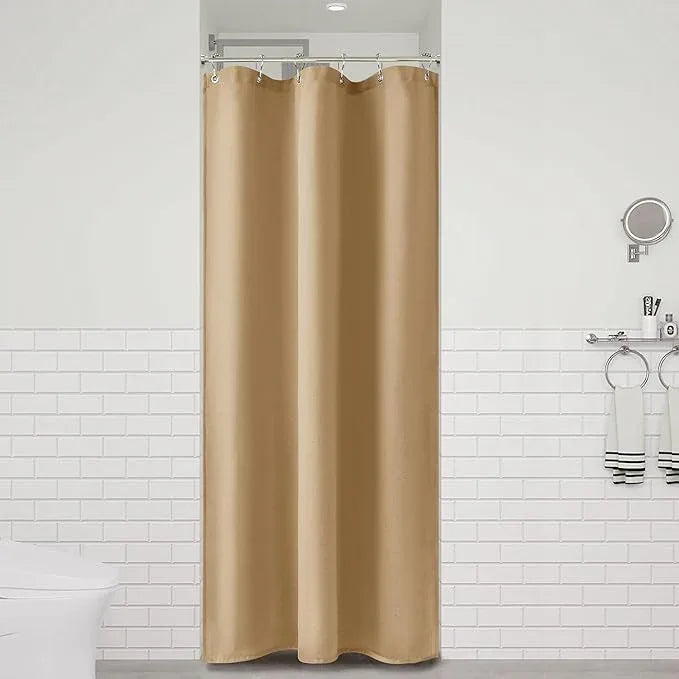 Naturoom Gold Yellow 36 Inch Shower Curtain - Stall Narrow Half Linen Ultra Thick Fabric Shower Curtain Set with Hooks, Boho Farmhouse Rustic RV Camper Bath Curtains for Bathroom, 36x72 - ModernBath