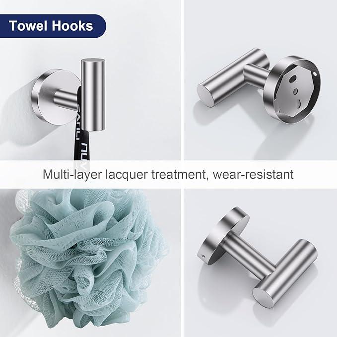 Lairuier 5 Pieces Brushed Nickel Bathroom Accessories Set, 23.6 Inch Bath Towel Bar Set, SUS304 Stainless Steel Bathroom Hardware Set Round Toilet Paper Holder Set Wall Mounted - ModernBath